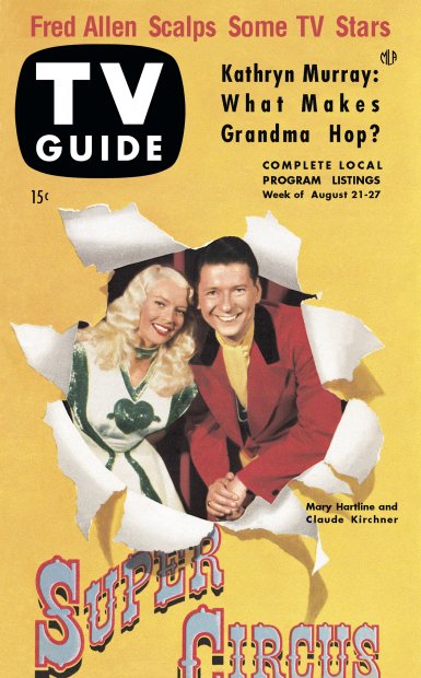 TV Guide cover - Mary Hartline, Claude Kirchner - August 21, 1953