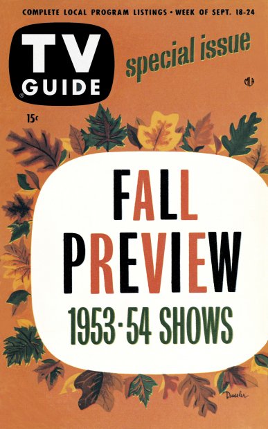 TV Guide cover - Fall Preview 1953-54 Shows - September 18, 1953