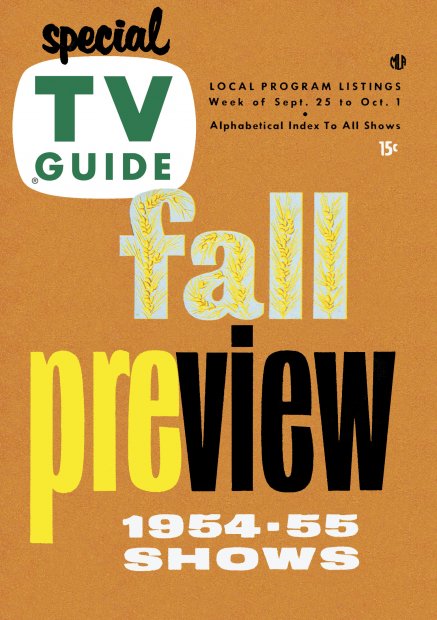 TV Guide cover - Fall Preview 1954-55 Shows - September 25, 1954