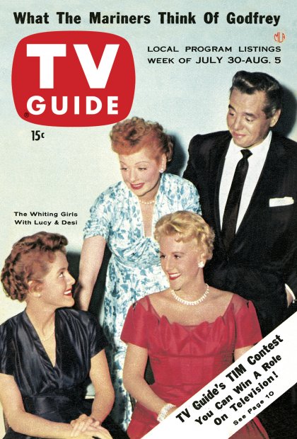TV Guide cover - Desi Arnaz, Lucille Ball, Barbara Whiting, Margaret Whiting - July 30, 1955