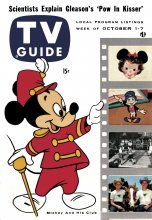 TV Guide cover - Tim Considine, Jiminy Cricket, Mickey Mouse, David Stollery - October 1, 1955
