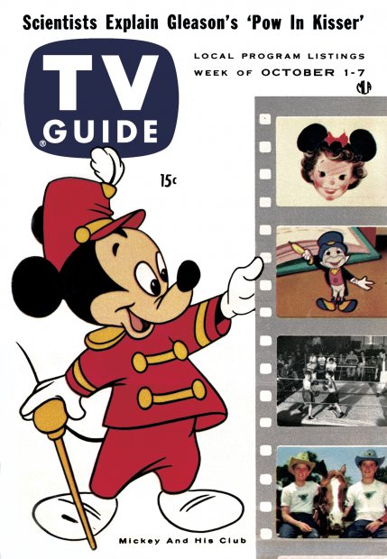 TV Guide cover - Tim Considine, Jiminy Cricket, Mickey Mouse, David Stollery - October 1, 1955