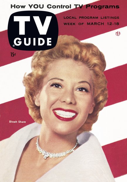 TV Guide cover - Dinah Shore - March 12, 1955