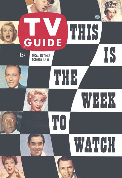 TV Guide cover - Eddie Rochester Anderson, Rosemary Clooney, Bing Crosby, Queen Elizabeth II, Patrice Munsel, Jane Powell, Tyrone Power, Mickey Rooney, Frank Sinatra - October 12, 1957