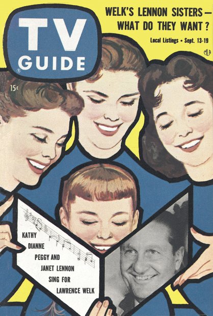 TV Guide cover - Diane Lennon, Janet Lennon, Kathy Lennon, Peggy Lennon, Lawrence Welk - September 13, 1958