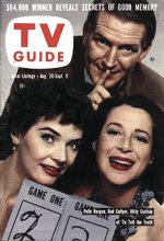 TV Guide cover - Polly Bergen, Kitty Carlisle, Bud Collyer - August 30, 1958