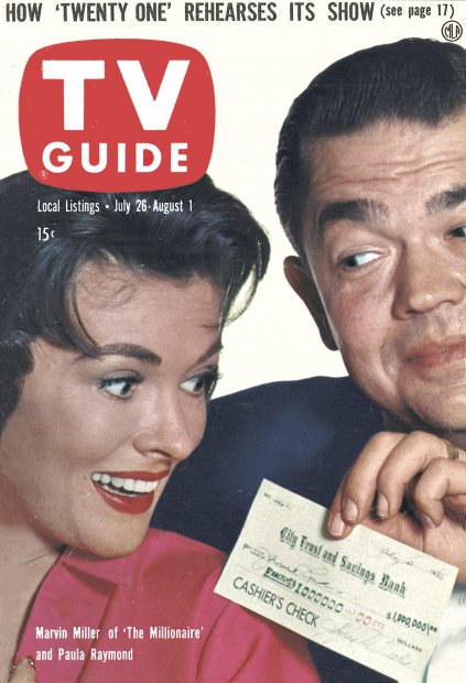 TV Guide cover - Marvin Miller, Paula Raymond - July 26, 1958