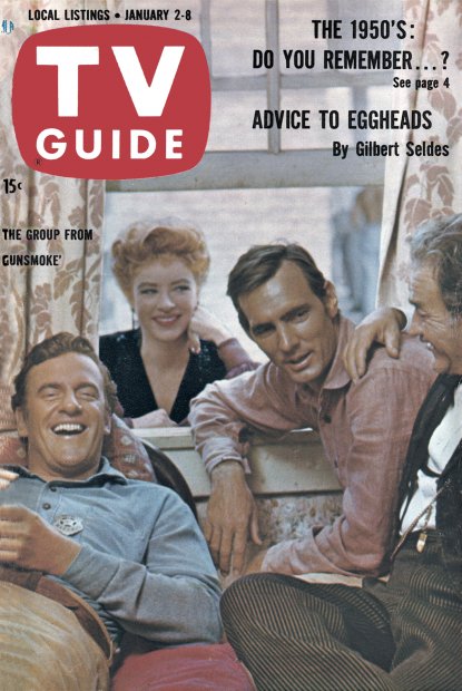 TV Guide cover - James Arness, Amanda Blake, Milburn Stone, Dennis Weaver - January 2, 1960