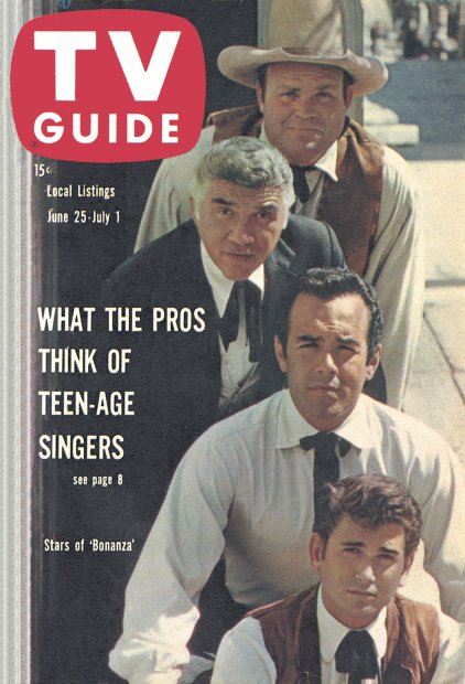 TV Guide cover - Dan Blocker, Lorne Greene, Michael Landon, Pernell Roberts - June 25, 1960