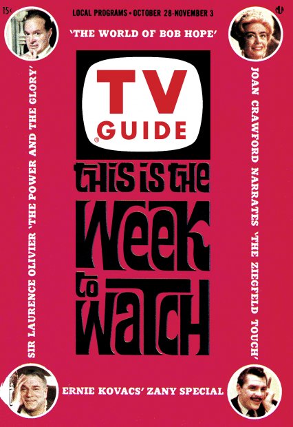 TV Guide cover - Joan Crawford, Bob Hope, Ernie Kovacs, Sir Laurence Olivier - October 28, 1961