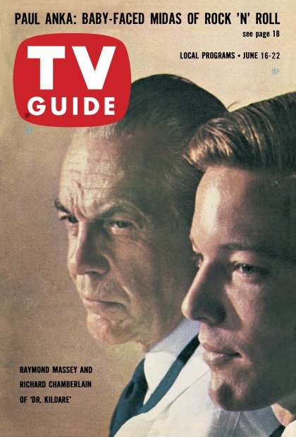 TV Guide cover - Richard Chamberlain, Raymond Massey - June 16, 1962