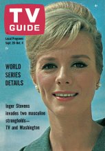 TV Guide cover - Inger Stevens - September 28, 1963