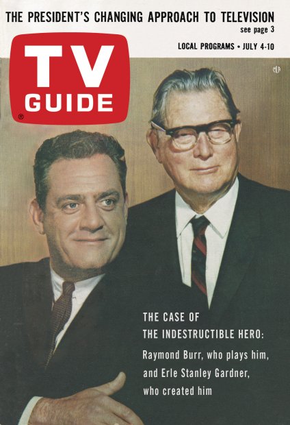 TV Guide cover - Raymond Burr, Erle Stanley Gardner - July 4, 1964