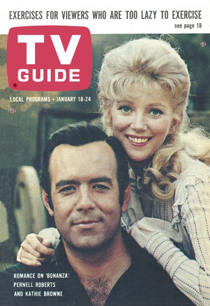 TV Guide cover - Kathy Browne, Pernell Roberts - January 18, 1964