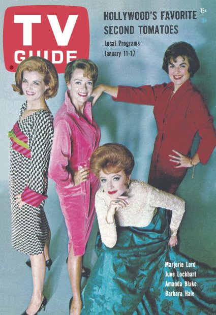 TV Guide cover - Amanda Blake, Barbara Hale, June Lockhart, Marjorie Lord - January 11, 1964