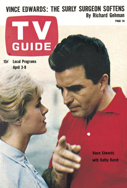 TV Guide cover - Vince Edwards, Kathy Kersh - April 3, 1965