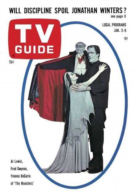 TV Guide cover - Yvonne DeCarlo, Fred Gwynne, Al Lewis - January 2, 1965