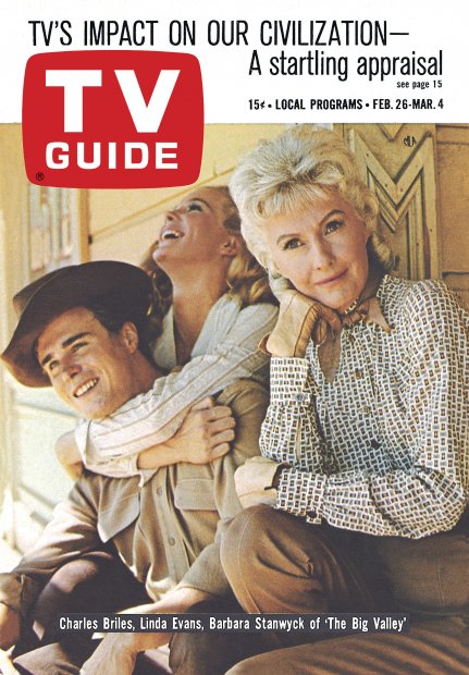 TV Guide cover - Charles Briles, Linda Evans, Barbara Stanwyck - February 26, 1966