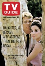 TV Guide cover - Ryan O'Neal, Barbara Parkins - February 12, 1966