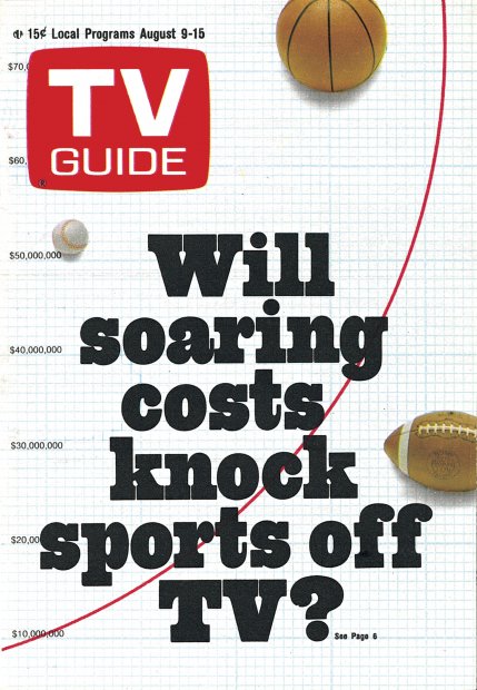 TV Guide cover - Will soaring costs knock sports off TV? - August 9, 1969