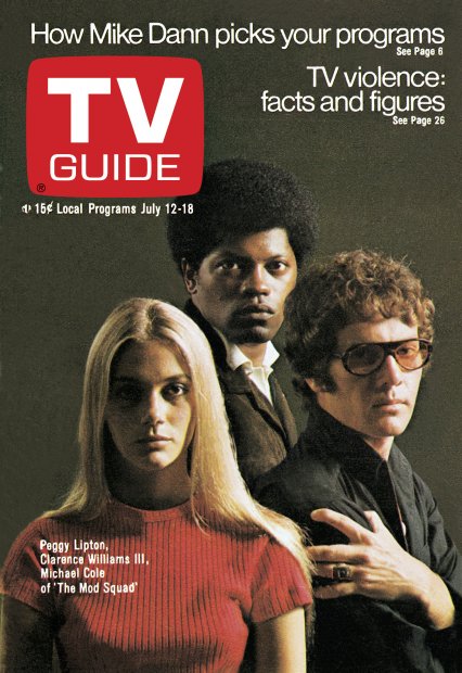 TV Guide cover - Michael Cole, Peggy Lipton, Clarence Williams III - July 12, 1969