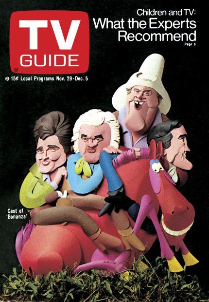 TV Guide cover - Dan Blocker, David Canary, Lorne Greene, Michael Landon - November 29, 1969