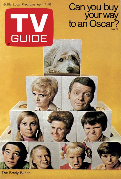 TV Guide cover - Ann B. David, Florence Henderson, Christopher Knight, Mike Lookinland, Maureen McCormick, Susan Olsen, Eve Plumb, Robert Reed, Barry Williams - April 4, 1970