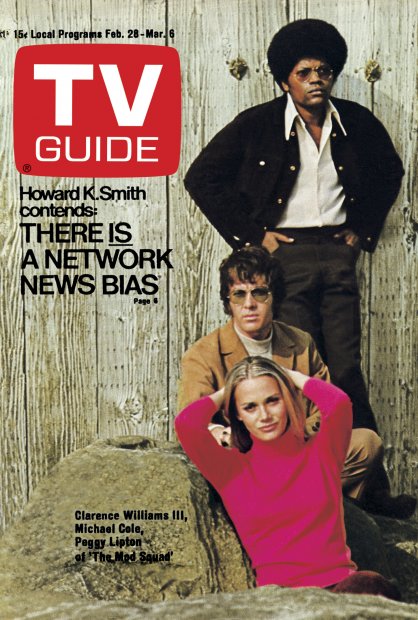 TV Guide cover - Michael Cole, Peggy Lipton, Clarence Williams III - February 28, 1970