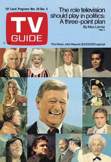 TV Guide cover - Ann-Margret, Jack Benny, Dan Blocker, Johnny Cash, Bing Crosby, Phyllis Diller, Lorne Greene, Bob Hope, Dean Martin, Dick Martin, Greg Morris, Dan Rowan, Red Skelton, John Wayne - November 28, 1970