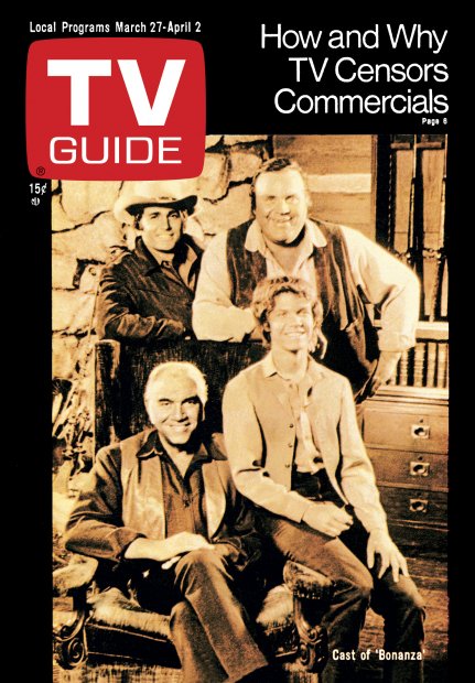 TV Guide cover - Dan Blocker, Lorne Greene, Michael Landon, Mitch Vogel - March 27, 1971