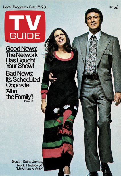 TV Guide cover - Rock Hudson, Susan Saint James - February 17, 1973