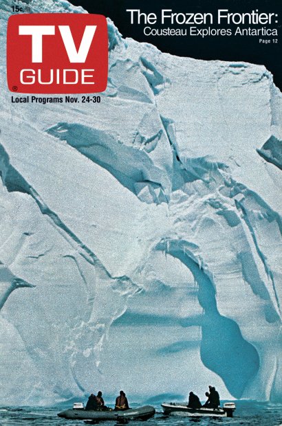 TV Guide cover - The Frozen Frontier: Cousteau Explores Antarctica - November 24, 1973