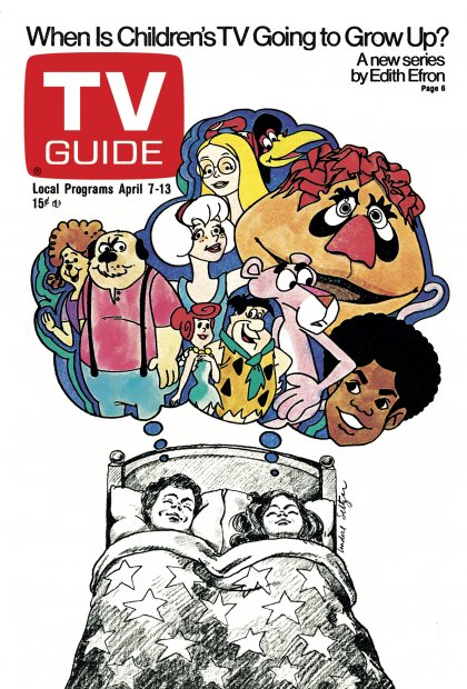 TV Guide cover - When Is Children's TV Going to Grow Up? - April 7, 1973