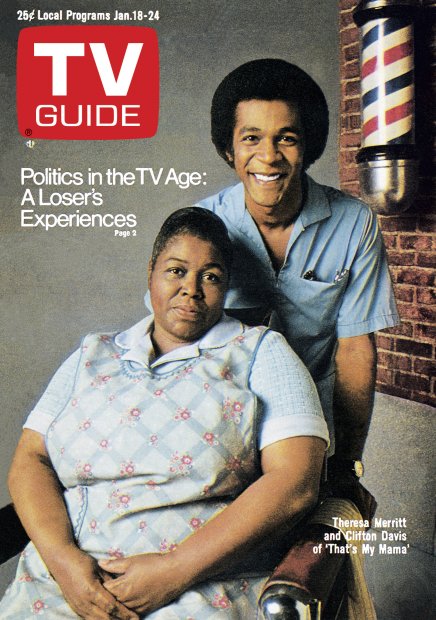 TV Guide cover - Clifton Davis, Theresa Merritt - January 18, 1975