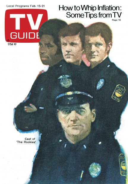 TV Guide cover - Georg Stanford Brown, Bruce Fairborn, Sam Melville, Gerald S. O'Loughlin - February 15, 1975