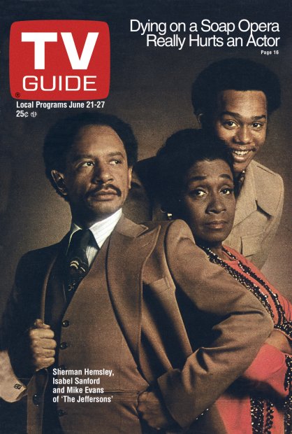 TV Guide cover - Mike Evans, Sherman Hemsley, Isabel Sanford - June 21, 1975