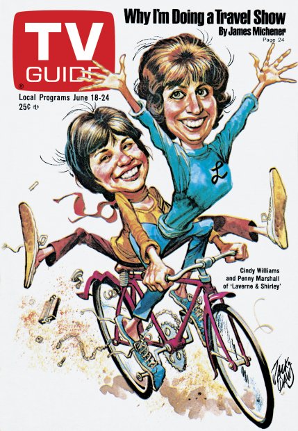 TV Guide cover - Penny Marshall, Cindy Williams - June 18, 1977