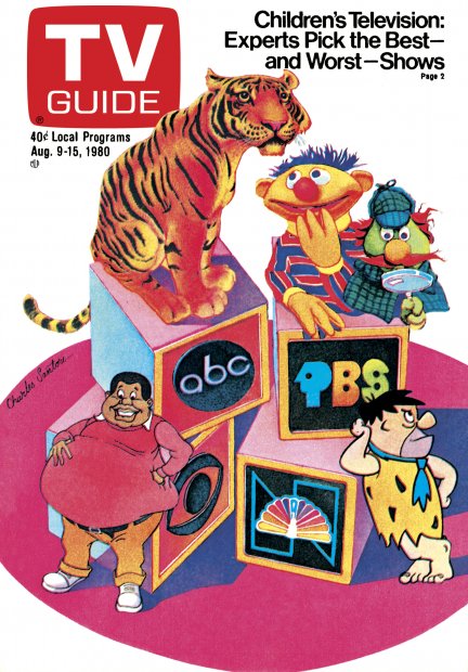 TV Guide cover - Fat Albert, Fred Flintstone, Muppets, Ernie - August 9, 1980