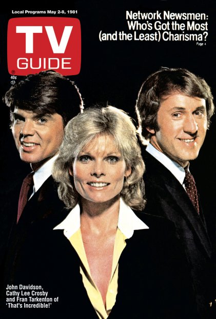 TV Guide cover - Cathy Lee Crosby, John Davidson, Fran Tarkenton - May 2, 1981