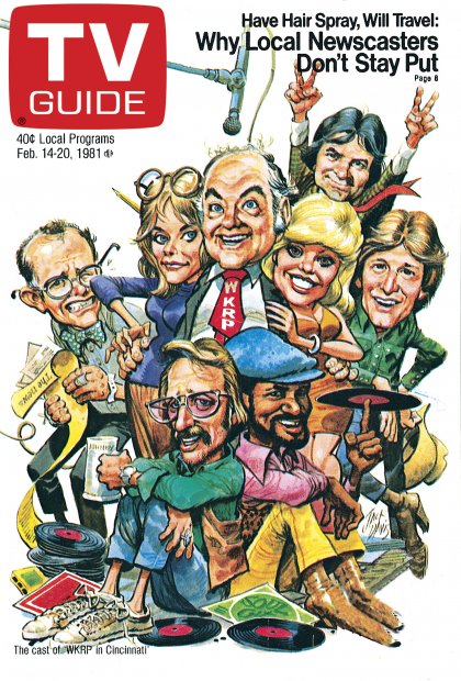 TV Guide cover - Loni Anderson, Frank Bonner, Howard Hesseman, Gordon Jump, Tim Reid, Richard Sanders, Gary Sandy, Jan Smithers - February 14, 1981