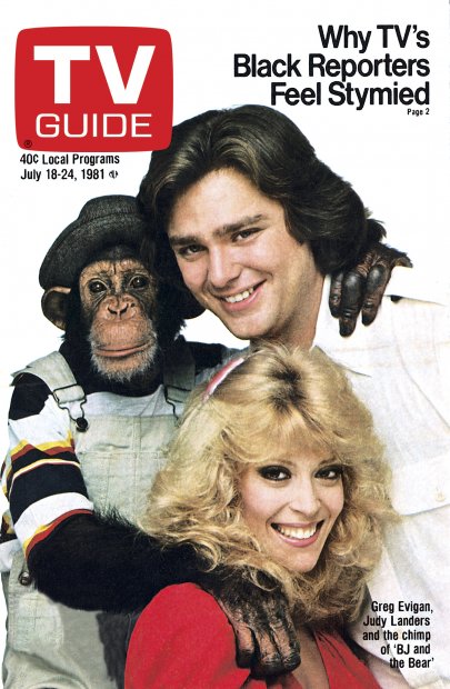 TV Guide cover - Greg Evigan, Judy Landers, Sam - July 18, 1981
