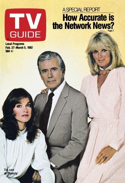 TV Guide cover - Linda Evans, John Forsythe, Pamela Sue Martin - February 27, 1982