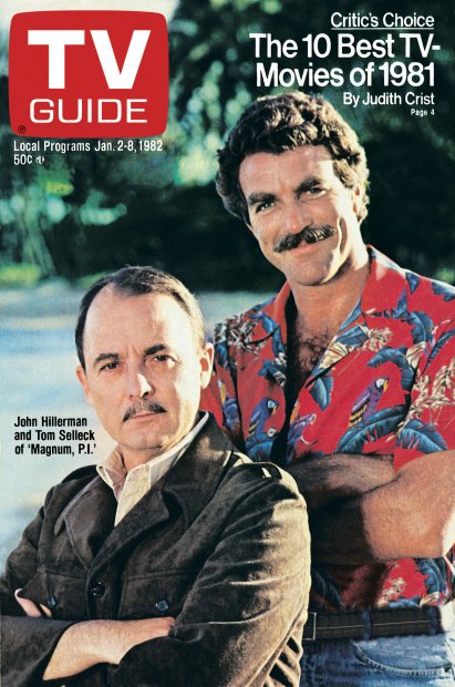 TV Guide cover - John Hillerman, Tom Selleck - January 2, 1982