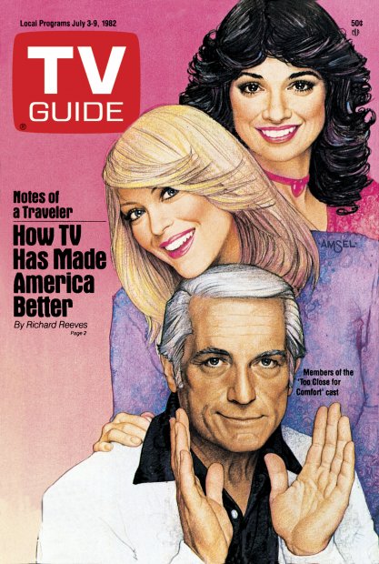 TV Guide cover - Lydia Cornell, Ted Knight, Deborah Van Valkenburgh - July 3, 1982