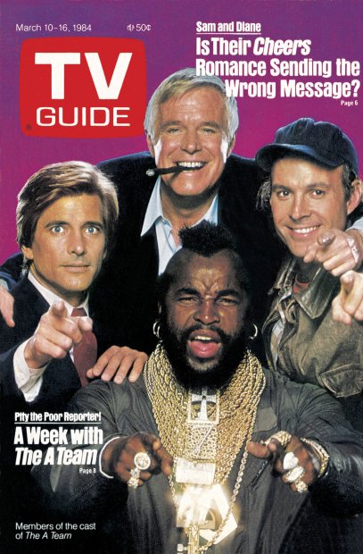 TV Guide cover - Dirk Benedict, George Peppard, Dwight Schultz, Mr. T - March 10, 1984