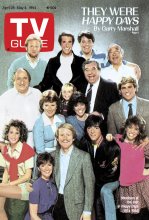 TV Guide cover - Scott Baio, Crystal Bernard, Tom Bosley, Lynda Goodfriend, Ron Howard, Ted McGinley, Al Molinaro, Erin Moran, Pat Morita, Donald Most, Heather O'Rourke, Marion Ross, Cathy Silvers, Anson Williams, Henry Winkler - April 28, 1984