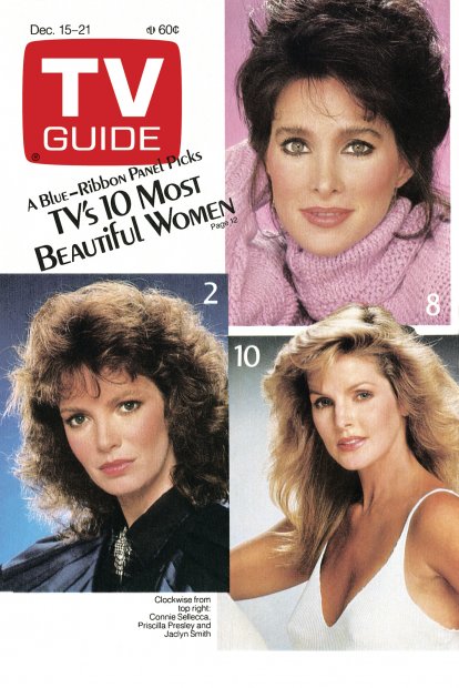TV Guide cover - Priscilla Presley, Connie Sellecca, Jaclyn Smith - December 15, 1984