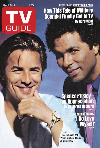 TV Guide cover - Don Johnson, Philip Michael Thomas - March 8, 1986