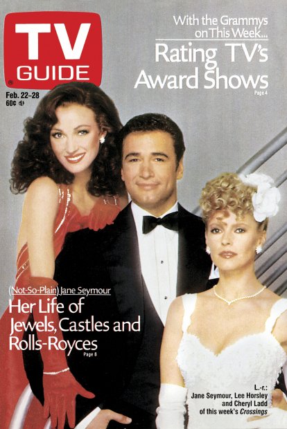 TV Guide cover - Lee Horsley, Cheryl Ladd, Jane Seymour - February 22, 1986