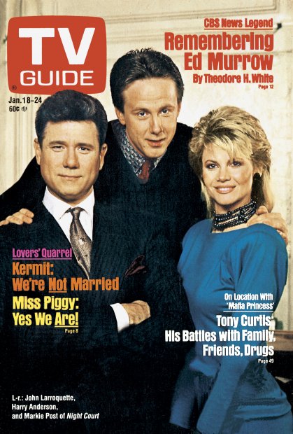 TV Guide cover - Harry Anderson, John Larroquette, Markie Post - January 18, 1986